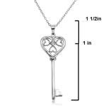Sterling Silver Diamond Key Pendant Necklace for Women