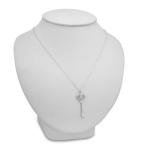 Sterling Silver Diamond Key Pendant Necklace for Women