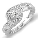 Sterling Silver Round Diamond Promise Engagement Bridal Ring