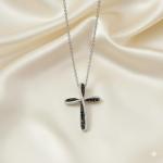 Sterling Silver Cross Pendant with Black & White Diamonds