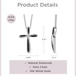 Sterling Silver Cross Pendant with Black & White Diamonds