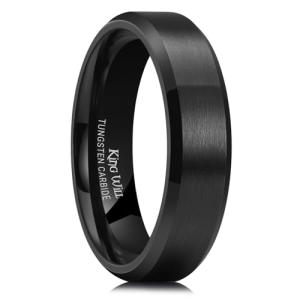 Men's Black Wedding Ring - 6mm Comfort Fit
