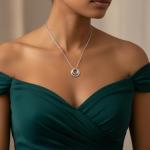 Sterling Silver White Diamond Pendant Necklace, 18" Chain