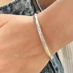 Sterling Silver Thick Solid Handmade Boho Bangle Bracelet, Adjustable to 7" - 8.5",With Symbolic Engravings, Ethnic Tribal Rounded Bracelet Bangle for Women or Men, Gift for Her or Him