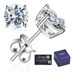 Sterling Silver Moissanite Stud Earrings - 2.0CT D Color
