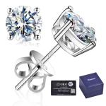 Sterling Silver Moissanite Stud Earrings - 2.0CT D Color