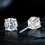 Sterling Silver Moissanite Stud Earrings - 2.0CT D Color