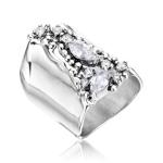Sterling Silver Shield Ring with Cubic Zirconia