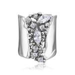 Sterling Silver Shield Ring with Cubic Zirconia