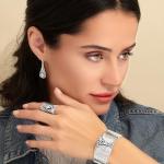 Sterling Silver Shield Ring with Cubic Zirconia