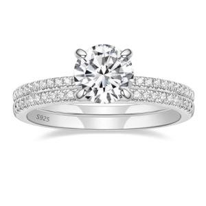 EAMTI 1.25CT Sterling Silver Bridal Ring Set
