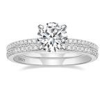 EAMTI 1.25CT Sterling Silver Bridal Ring Set