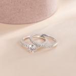 EAMTI 1.25CT Sterling Silver Bridal Ring Set