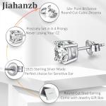 Men's Sterling Silver Stud Earrings with Zirconia