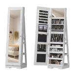 SDHYL Rotating Jewelry Cabinet with Mirror and Lock