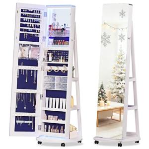 jajov Lockable LED Jewelry Armoire with 3 Color Lights