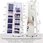 jajov Lockable LED Jewelry Armoire with 3 Color Lights