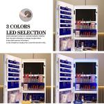 jajov Lockable LED Jewelry Armoire with 3 Color Lights