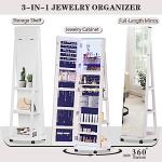 jajov Lockable LED Jewelry Armoire with 3 Color Lights