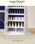 White Standing Jewelry Armoire with Rotating Mirror & Lights