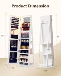 White Standing Jewelry Armoire with Rotating Mirror & Lights