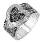 Buckle Heart Black & White Diamond Cocktail Ring