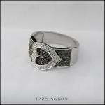 Buckle Heart Black & White Diamond Cocktail Ring
