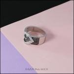 Buckle Heart Black & White Diamond Cocktail Ring