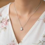 Princess Cut Cubic Zirconia Pendant Necklace, White Gold