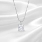Princess Cut Cubic Zirconia Pendant Necklace, White Gold