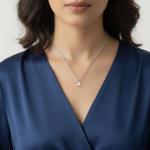 Princess Cut Cubic Zirconia Pendant Necklace, White Gold