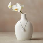 Princess Cut Cubic Zirconia Pendant Necklace, White Gold