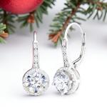 Mia Sarine Rhodium Plated Silver Halo Earrings