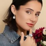 Sterling Silver Vintage Leaf Ring with Zirconia