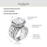 Sterling Silver Vintage Leaf Ring with Zirconia