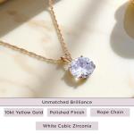 Yellow Gold 6.5mm Cubic Zirconia Pendant Necklace