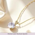 Yellow Gold 6.5mm Cubic Zirconia Pendant Necklace
