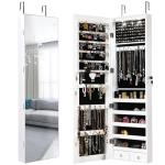 Large Jewelry Organizer with Mirror, Bracelet Rod, Drawers