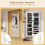 Large Jewelry Organizer with Mirror, Bracelet Rod, Drawers