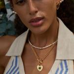 Sunburst Heart Pendant Necklace with Green Agate