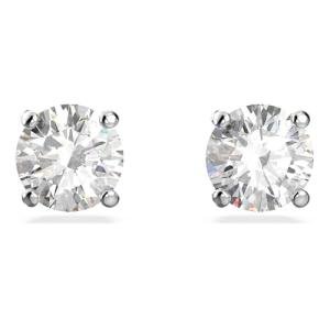 Swarovski Clear Round-Cut Stud Earrings, Rhodium Setting