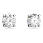Swarovski Clear Round-Cut Stud Earrings, Rhodium Setting