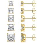 MDFUN 18K Gold Plated Square CZ Stud Earring Set
