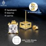 MDFUN 18K Gold Plated Square CZ Stud Earring Set
