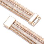 Boho Crystal Bead Leather Wrap Bracelet for Women