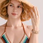 Boho Crystal Bead Leather Wrap Bracelet for Women