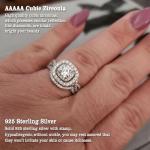 Elegant 925 Sterling Silver Wedding Engagement Ring Set