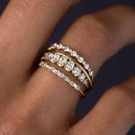 Dainty Stackable Gold Rings Set with Zirconia