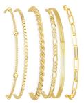 Trendy 14K Gold Plated Stackable Bracelets Set