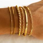 Trendy 14K Gold Plated Stackable Bracelets Set